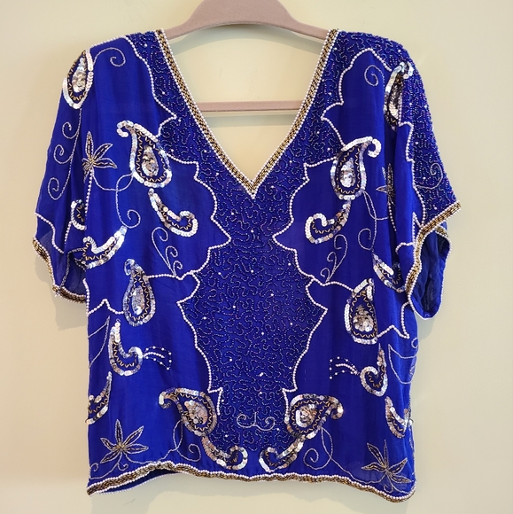 Rina Z Vintage Sequin Top - Picture 1 of 6